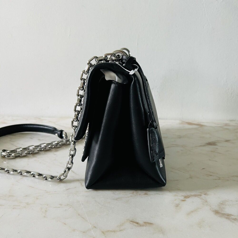 MICHAEL KORS Cece Black Leather Medium Convertible Chain Shoulder Tote Bag - Picture 5 of 12